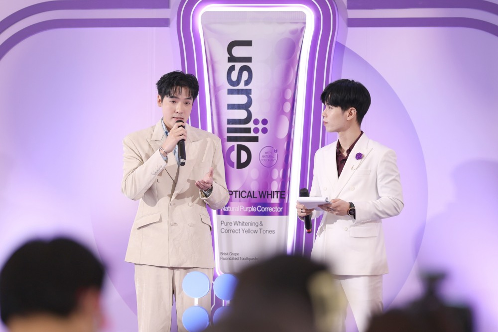 usmile Optical White 2.0, ยาสีฟันไวท์เทนนิ่งสีม่วง, สูตรใหม่, Purple Corrector, Triple Enzyme, ฟันขาวขึ้นอย่างเป็นธรรมชาติ, แซม หยาง, หมอเณ็ฐ-นพ.ปวริศ ทวีรุจจนะ